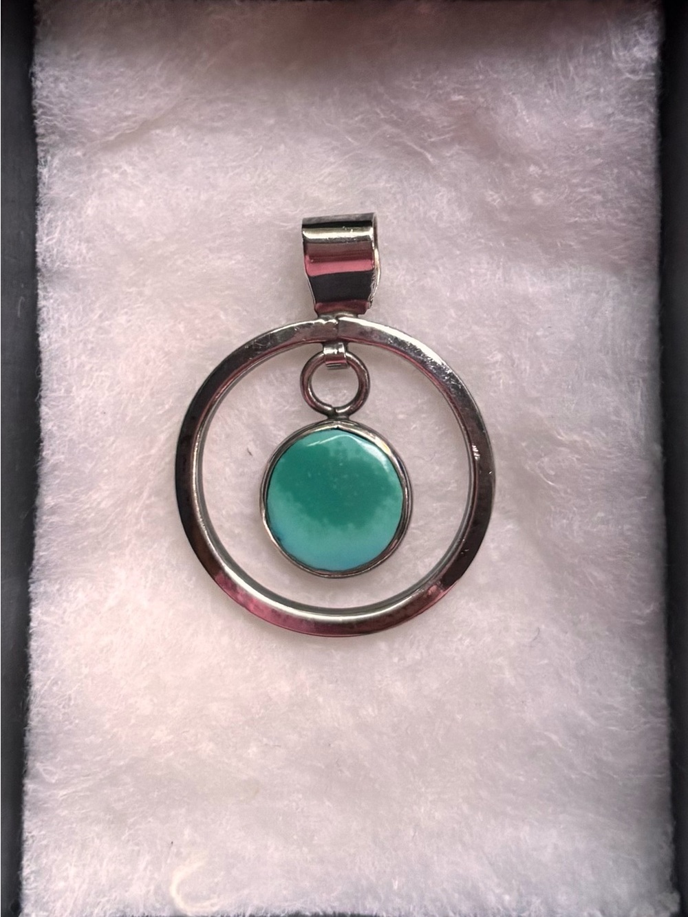 Zuni Sterling Silver and Turquoise Circle Pendant